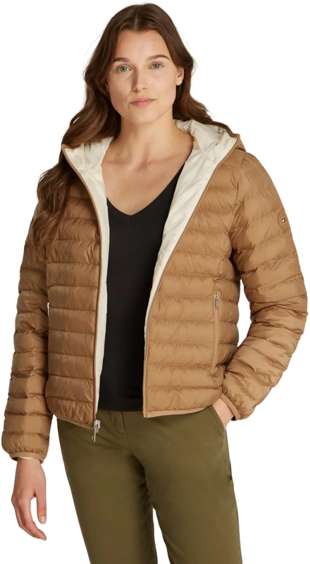 Tommy Hilfiger Women’s Reversible Quilted Jacket, Beige (Safari Canvas), L