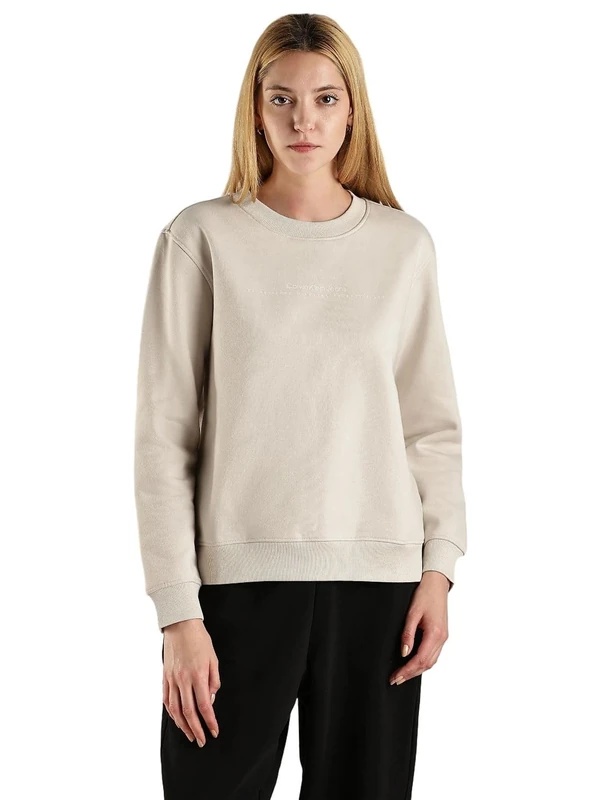 Calvin Klein Jeans Women's INSTITUTIONAL GRAPHIC CREWNECK J20J224731 Pullover Sweatshirt, Grey (Moonbeam), 3XL