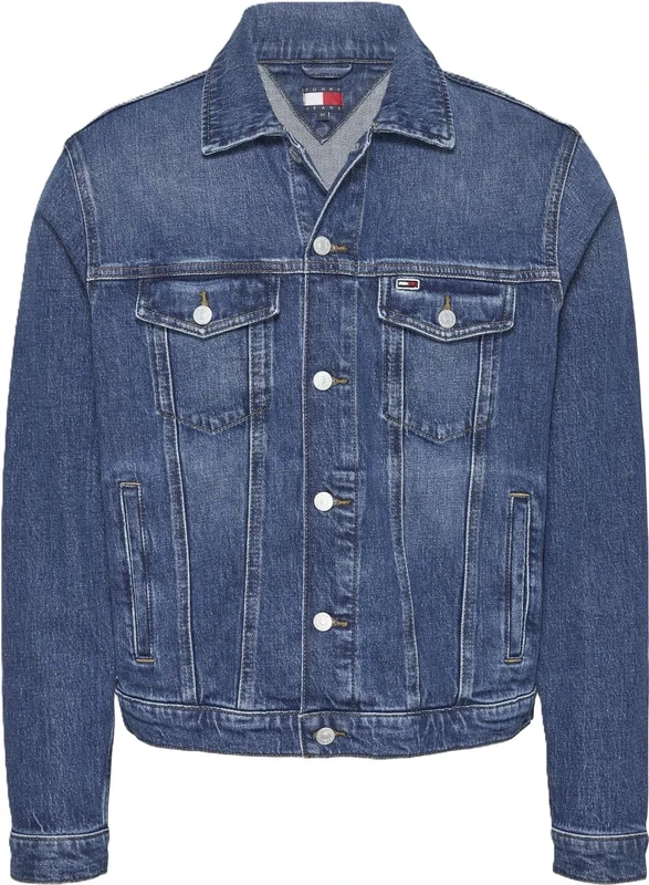 Tommy Jeans Men’s Ryan Denim Jacket with Chest Pockets, Blue (Denim Dark), XS