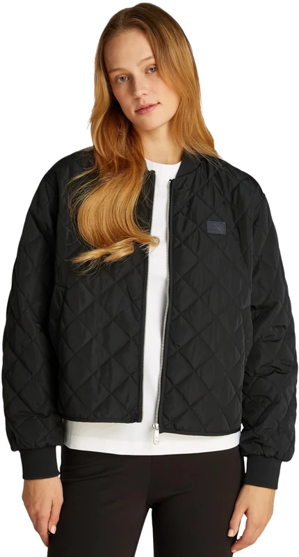 Calvin Klein Women’s Lightweight Quilted Bomber Jacket, Black (Ck Black), S