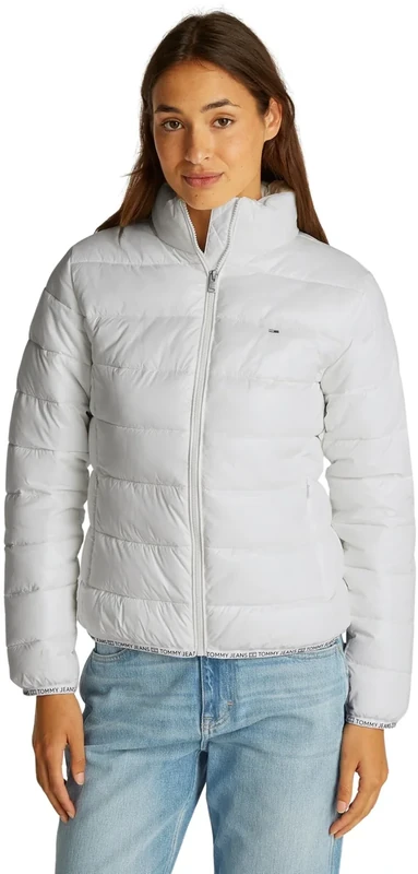 Tommy Jeans Women’s Essential Tape High Shine Puffer Jacket, White (Ecru), S