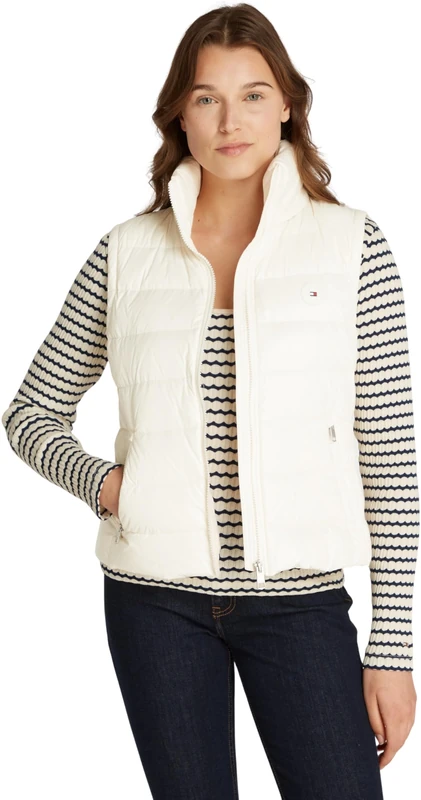 Tommy Hilfiger Women's Feminine Gloss Water Repellent Down Gilet, Off-White (Ivory Petal), M