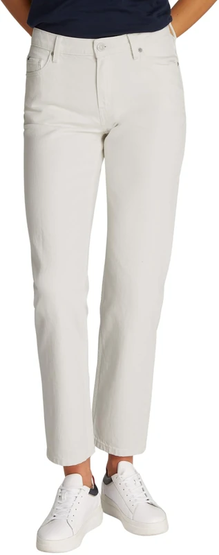 Tommy Hilfiger Women's Classic Wide Leg Ecru Jeans, White (Ecru), 30W/28L