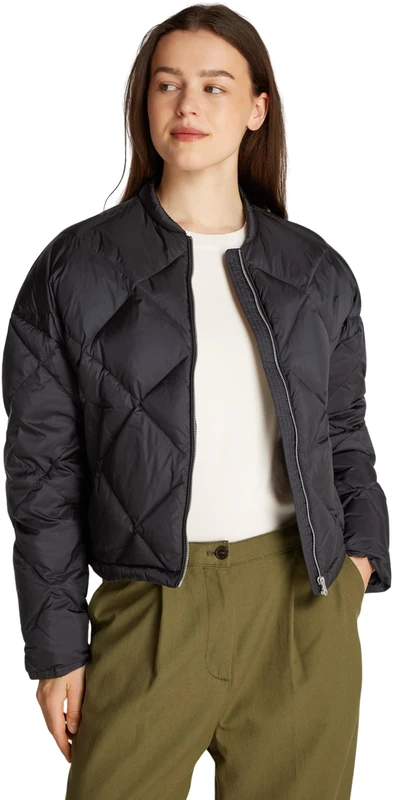 Tommy Hilfiger Women’s Casual Quilted Down Bomber Jacket, Black (Black), M