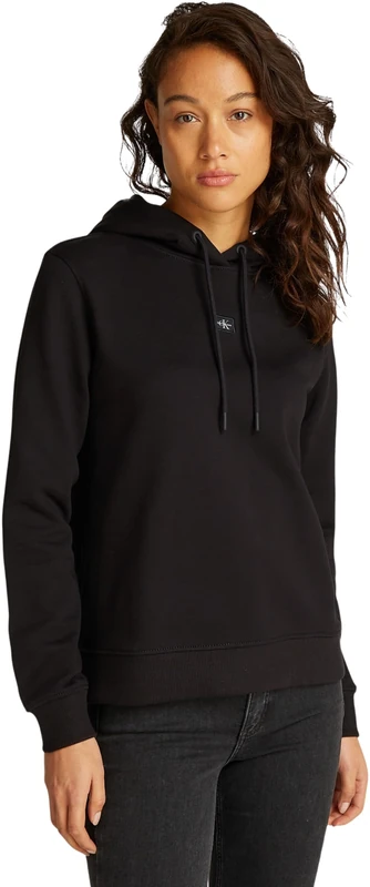 Calvin Klein Women's Regular Woven Hoodie, Black (Ck Black), S