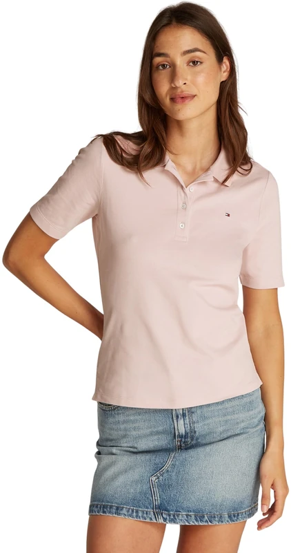 Tommy Hilfiger Women's Regular Fit Short Sleeve Polo Shirt, Pink (Foggy Pink), 3XL