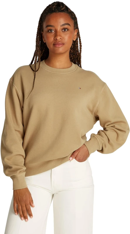 Tommy Hilfiger Women's Sweatshirt without Hood, Beige (Safari Canvas), XXL