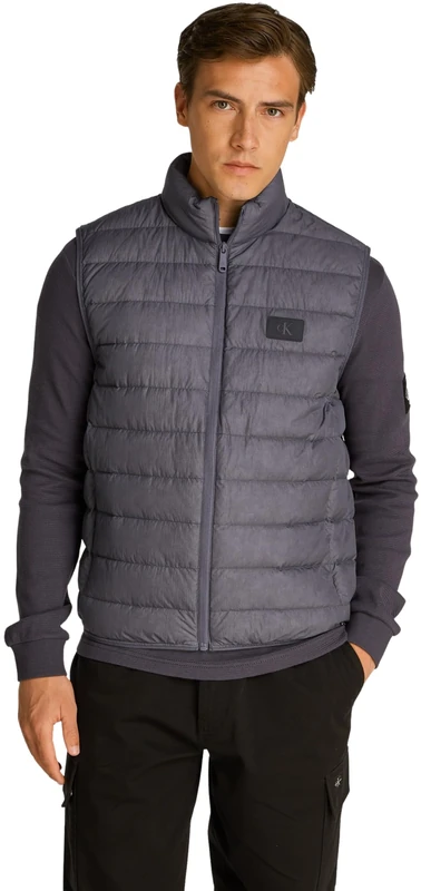 Calvin Klein Men’s Down Quilted Gilet, Grey (Ebony), XL