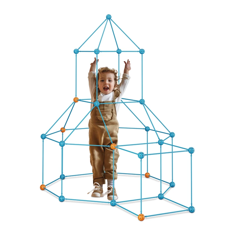 Relaxdays DIY Construction Toy, Children's Cave, 85-Piece Set, Fort Building, Tube Kit, Plug-in System, Multi-Coloured, 38 x 1 x 1 cm - Image 1