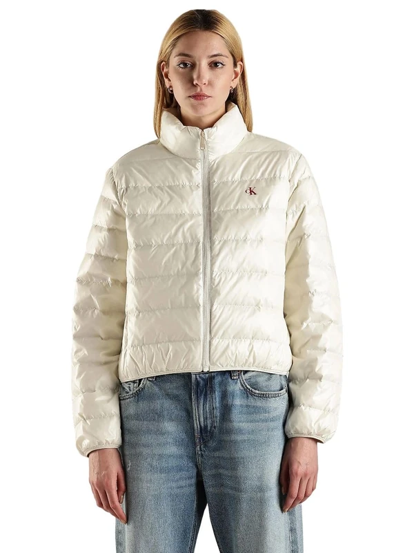 Calvin Klein Women’s Down Shine Puffer Jacket, Off-White (Ivory), S