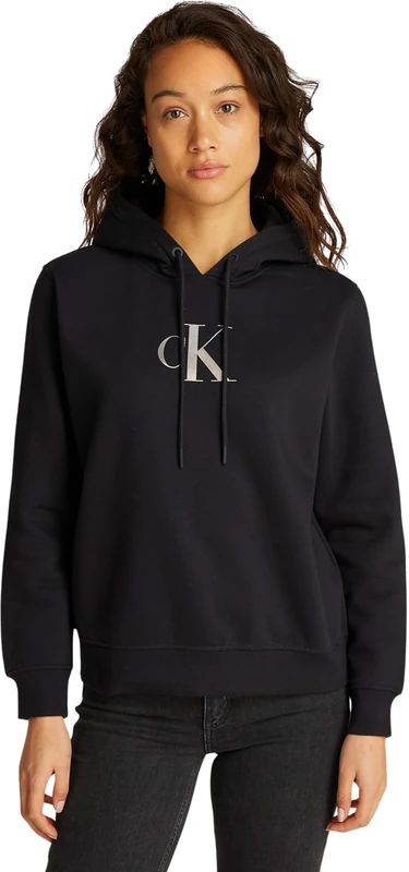 Calvin Klein Women's Gradient Hoodie with Drawstring, Black (Ck Black), XL