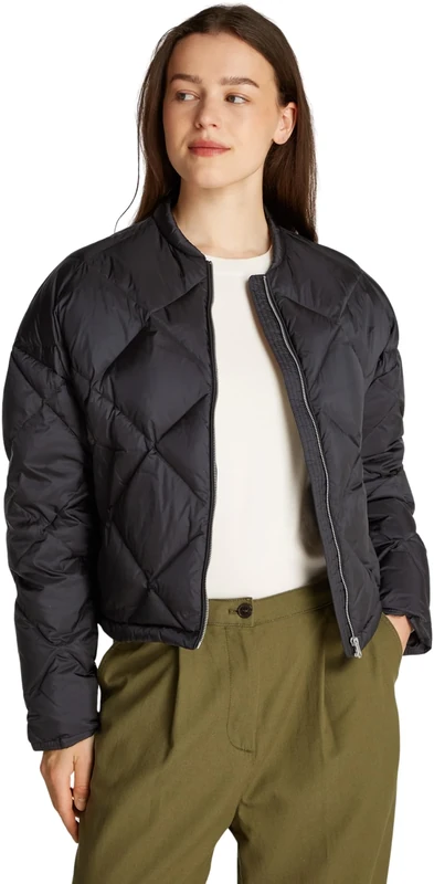 Tommy Hilfiger Women’s Casual Quilted Down Bomber Jacket, Black (Black), XS