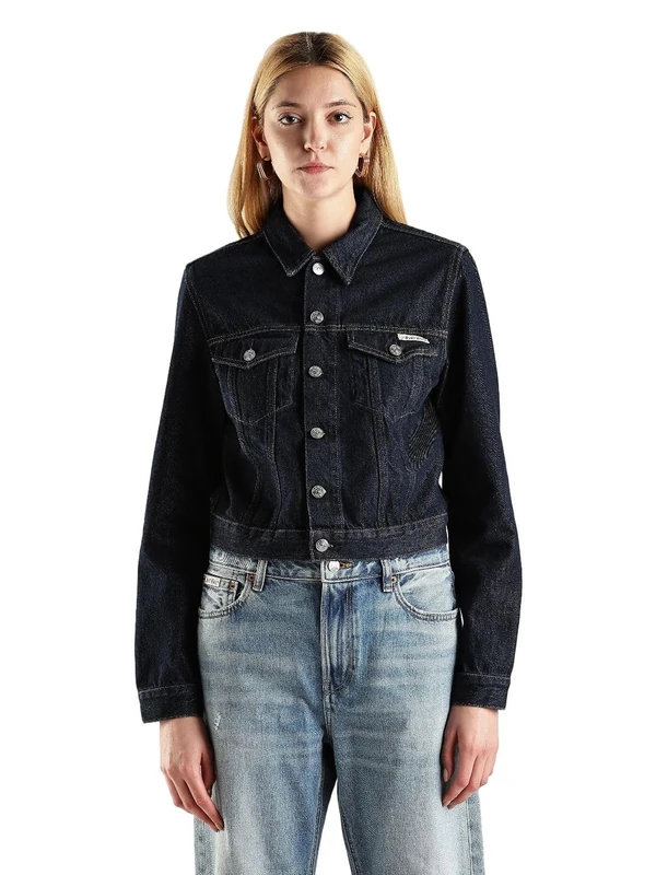 Calvin Klein 90s Cropped Fit Denim Jacket, Blue (Denim Rinse), L