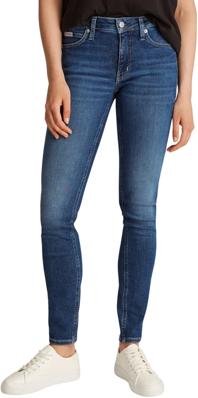 Calvin Klein Women’s Mid Rise Skinny Fit Jeans, Blue (Denim Dark), 30W/31L