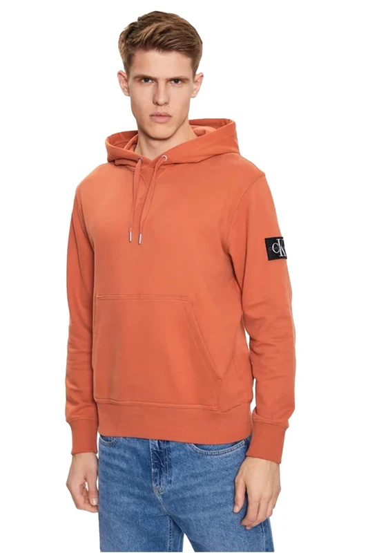 Calvin Klein Men’s Badge Hoodie, Orange (Aragon), M