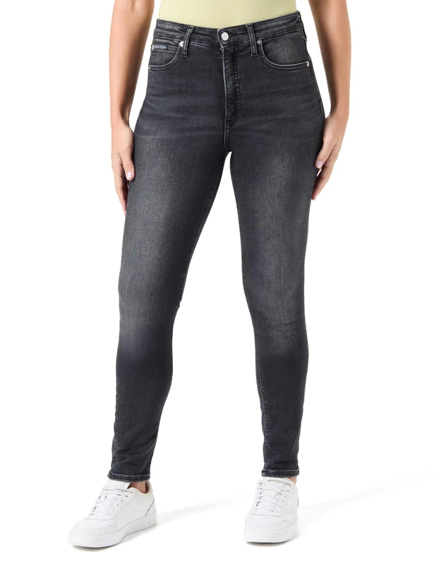 Calvin Klein Jeans Women's HIGH Rise Skinny J20J224493 Skinny, Denim (Denim Black), 27W / 34L