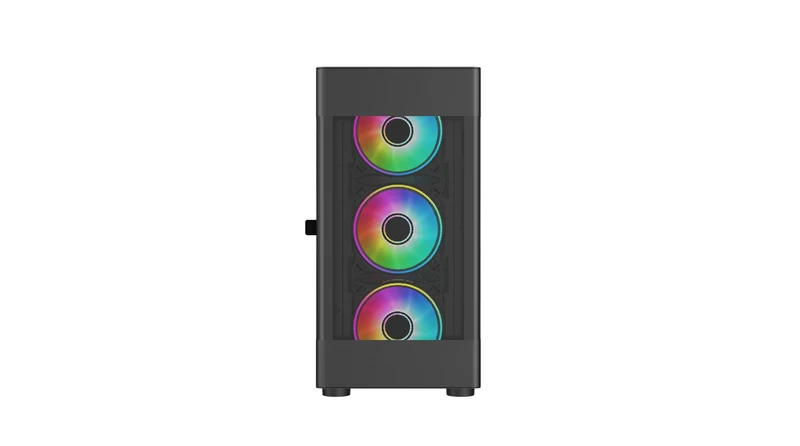 Vida Zephyr Black ARGB Gaming Case w/Glass Window, Micro ATX, 4x ARGB Fans, Mesh Front - Image 1