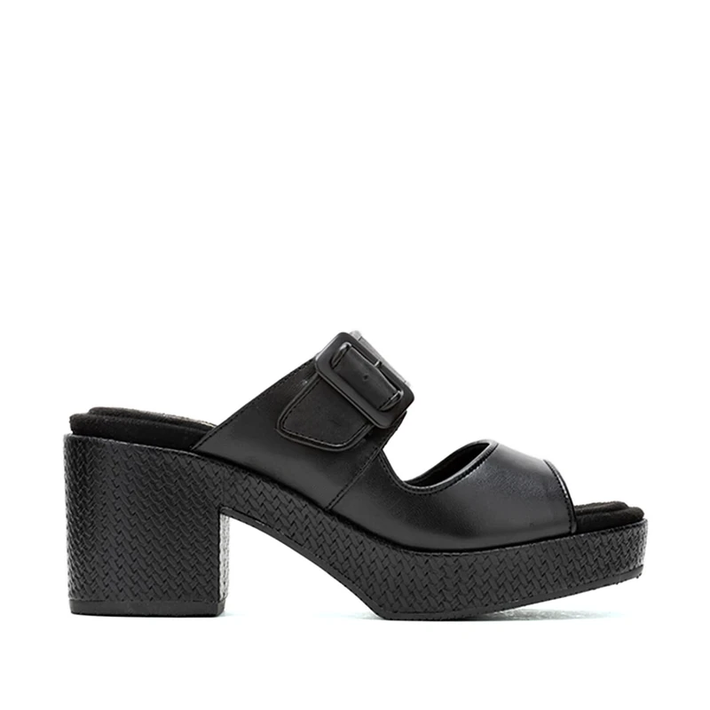 Hush Puppies Female Poppy Buckle Slide, Black, 6