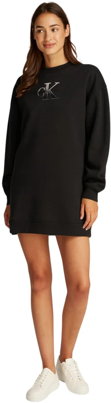 Calvin Klein Women's Embroidered Monologo Crew Neck Jumper, Black (Ck Black), M