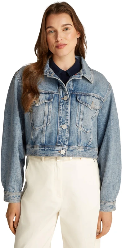 Tommy Hilfiger Women’s Sam Cropped Denim Jacket, Blue (Sam), 18