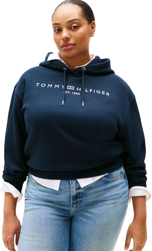 Tommy Hilfiger Women’s Corp Logo Hoodie, Blue (Dark Night Navy), 18