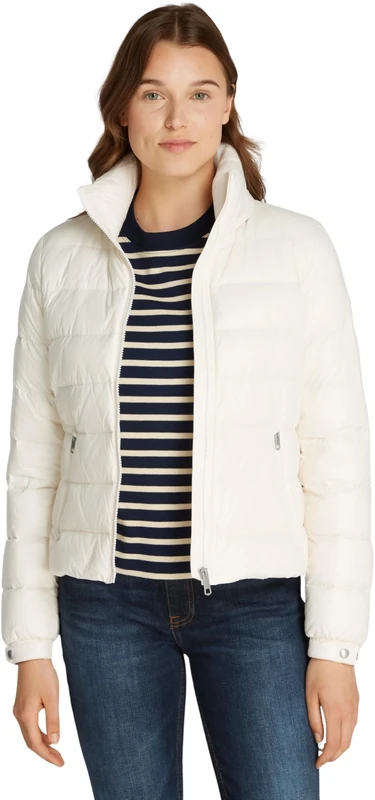 Tommy Hilfiger Women's Feminine Gloss Lightweight Down Jacket, Off-White (Ivory Petal), XL