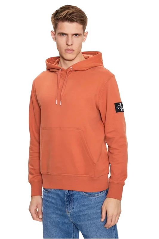 Calvin Klein Men’s Badge Hoodie, Orange (Aragon), XL