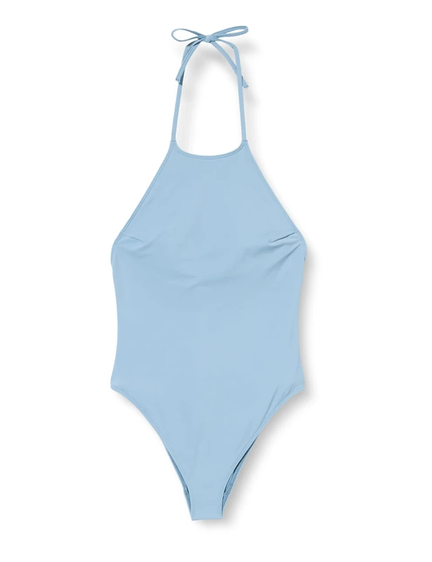 Calvin Klein Women’s High Halterneck Swimsuit, Blue (Faded Denim), XS