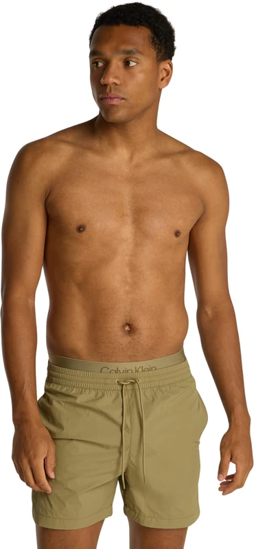 Calvin Klein Men’s Medium Double Waistband Swim Shorts, Brown (Mermaid), XXL
