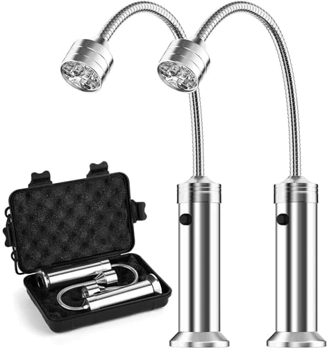 MojiDecor BBQ Grill Light, Magnetic 360 Degree Adjustable Outdoor Grill Lights, Battery Operated (Silver)