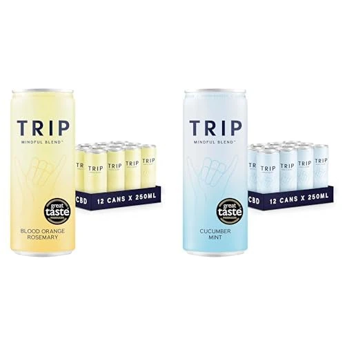 TRIP Mindful Bleds Drink, Sparkling Mixed Pack Fizzy Drink, Low Calorie, Vegan, Stress & Anxiety Relief (Pack of 24 x 250ml)