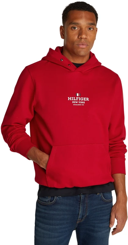 Tommy Hilfiger Men's Hoodie, Multicolor (Medium Red), S