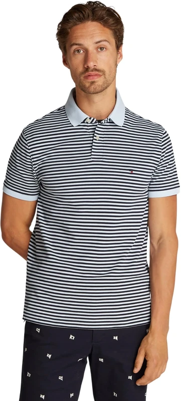 Tommy Hilfiger Men’s Short Sleeve Regular Fit Polo Shirt with Button Placket, Multicolor (Breezy Blue/Desert Sky), XXL