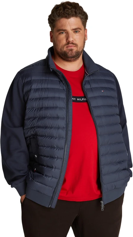 Tommy Hilfiger Men’s Mix Media Stand Collar Light Quilted Jacket, Blue (Desert Sky), 5XL