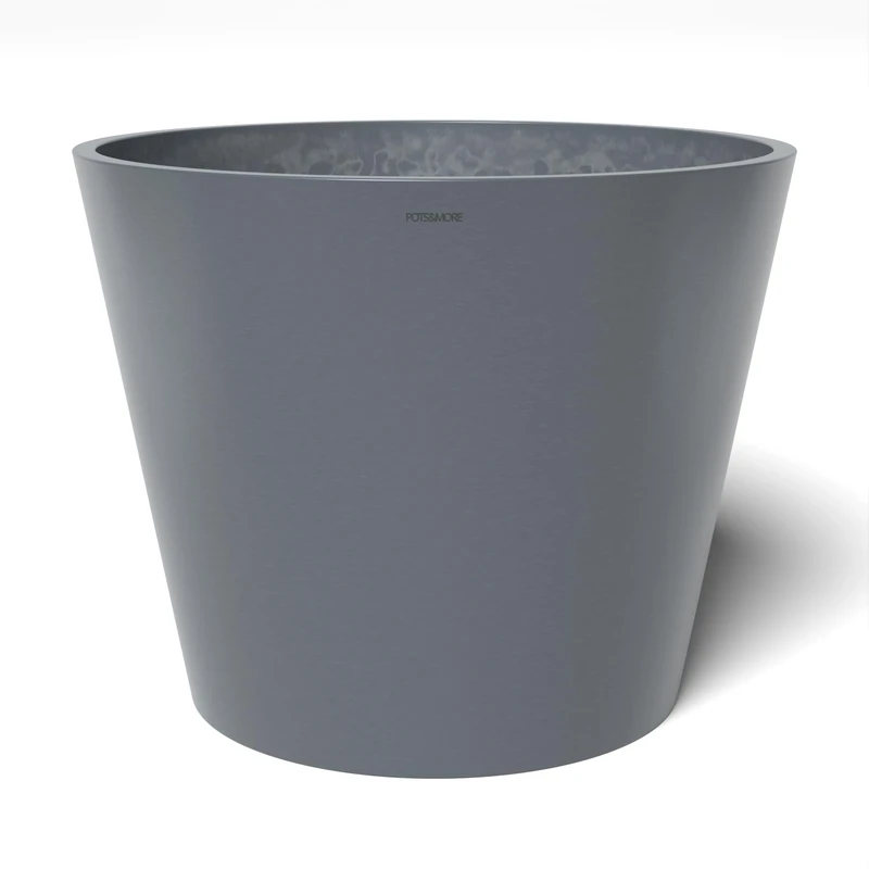 POTS&MORE Conico 50 Pot (Diameter 50 cm, Round Shape, Colour Grey, Height 40.5 cm, Plastic Planter for Indoor Plants) VP015001, Gray