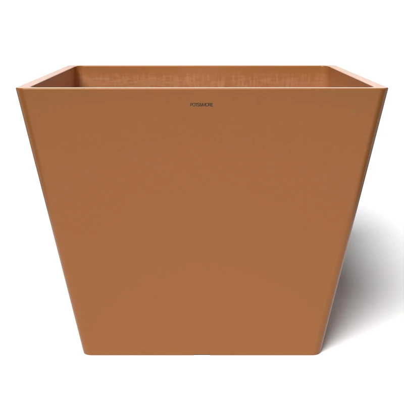POTS&MORE Prismo 50 Pot (Diameter 50 cm, Square Shape, Terracotta Colour, Height 40.5 cm, Plastic Planter for Indoor Plants) VP025003
