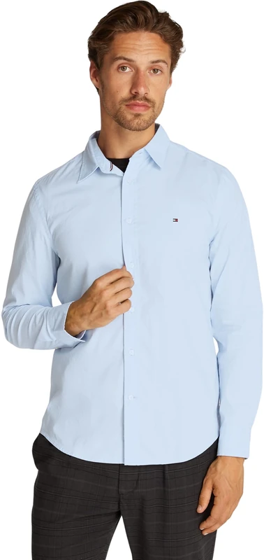 Tommy Hilfiger Men’s Flex Poplin Kent Collar Business Shirt, Blue (Sweet Blue), XL