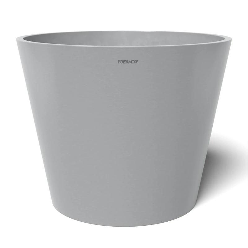 POTS&MORE Conico 40 Pot (Diameter 40.8 cm, Round Shape, Colour Light Grey, Height 33.2 cm, Plastic Planter for Indoor Plants) VP014002, lightgrey, ø 40 cm