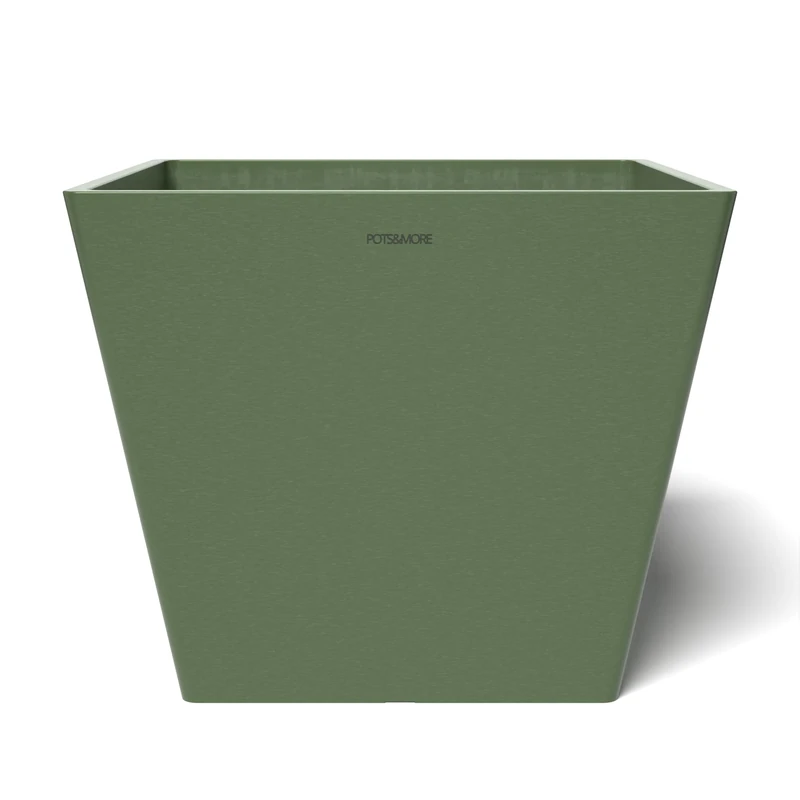 POTS&MORE Prismo 30 Pot (Diameter 31 cm, Square Shape, Colour Olive Green, Height 25.6 cm, Plastic Planter for Indoor Plants) VP023004, 30 cm
