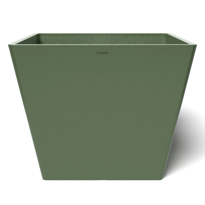 POTS&MORE Prismo 50 Pot (Diameter 50 cm, Square Shape, Colour Olive Green, Height 40.5 cm, Plastic Planter for Indoor Plants) VP025004