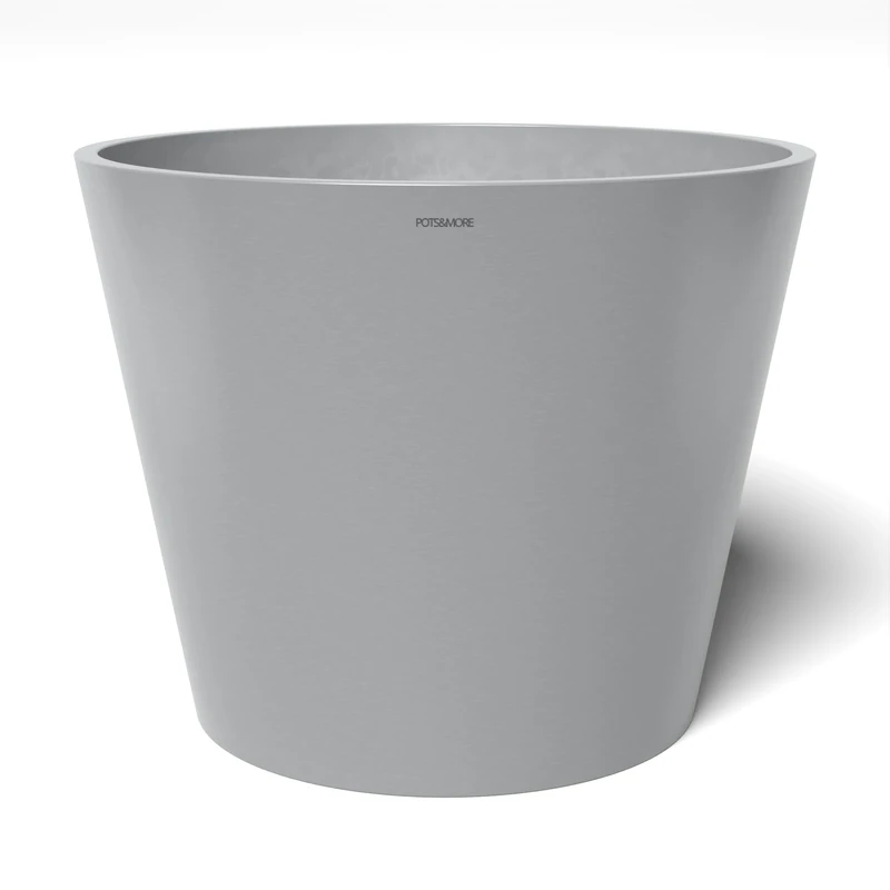 POTS&MORE Conico 50 Pot (Diameter 50 cm, Round Shape, Colour Light Grey, Height 40.5 cm, Plastic Planter for Indoor Plants) VP015002, lightgrey