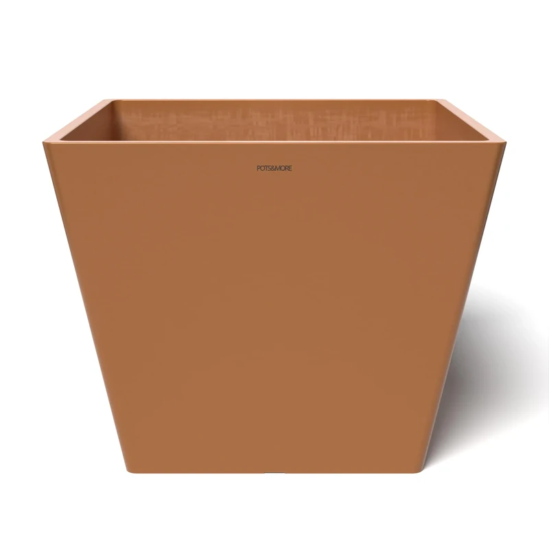 POTS&MORE Prismo 40 Pot (Diameter 40.8 cm, Square Shape, Terracotta Colour, Height 33.2 cm, Plastic Planter, for Indoor Plants) VP024003, 40 cm