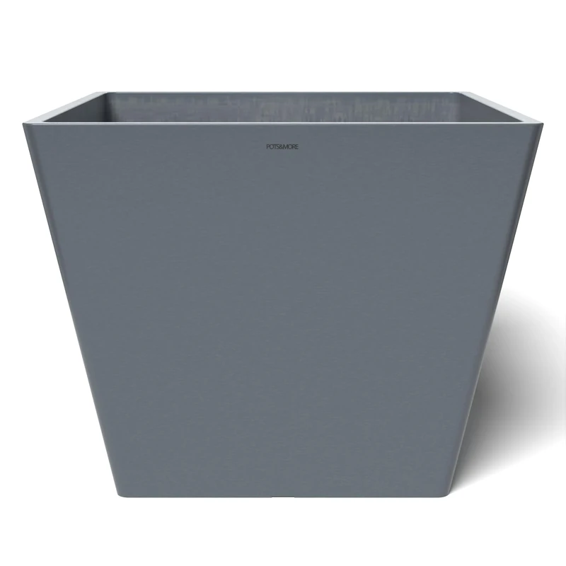 POTS&MORE Prismo 50 Pot (Diameter 50 cm, Square Shape, Colour Grey, Height 40.5 cm, Plastic Planter for Indoor Plants) VP025001, Gray