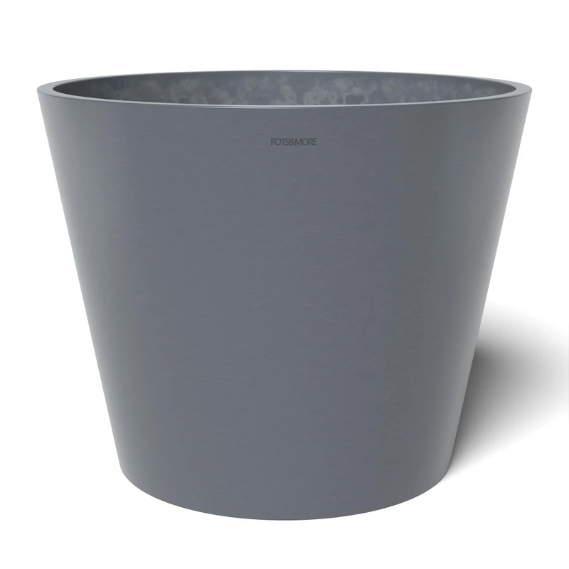 POTS&MORE Conico 40 Pot (Diameter 40.8 cm, Round Shape, Colour Grey, Height 33.2 cm, Plastic Planter for Indoor Plants) VP014001, Gray, ø 40 cm