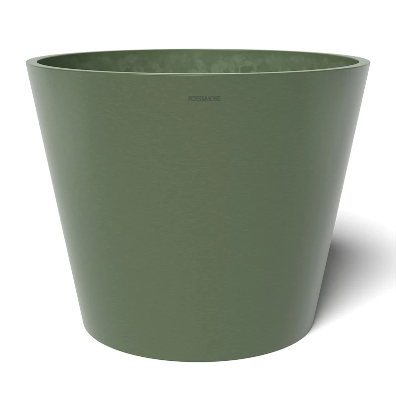 POTS&MORE Conico 40 Pot (Diameter 40.8 cm, Round Shape, Colour Olive Green, Height 33.2 cm, Plastic Planter for Indoor Plants) VP014004, ø 40 cm