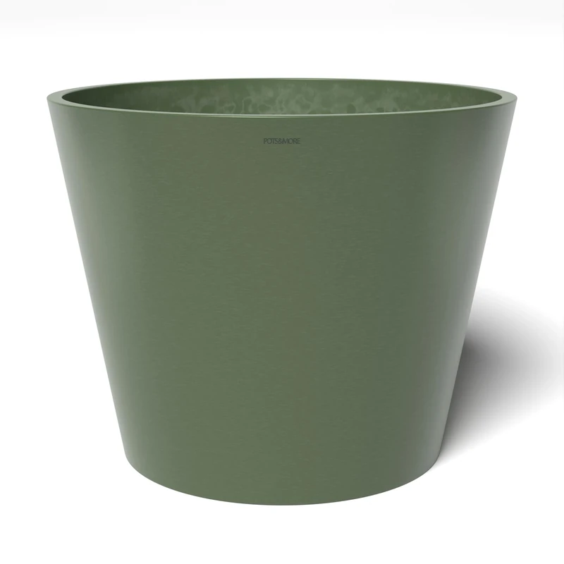 POTS&MORE Conico 50 Pot (Diameter 50 cm, Round Shape, Colour Olive Green, Height 40.5 cm, Plastic Planter for Indoor Plants) VP015004
