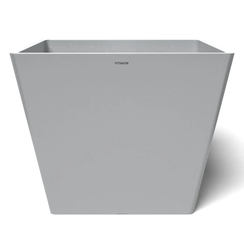 POTS&MORE Prismo 50 Plant Pot (50 cm, Square Shape, Colour Light Grey, Height 40.5 cm, Plastic Planter, for Indoor Plants) VP025002