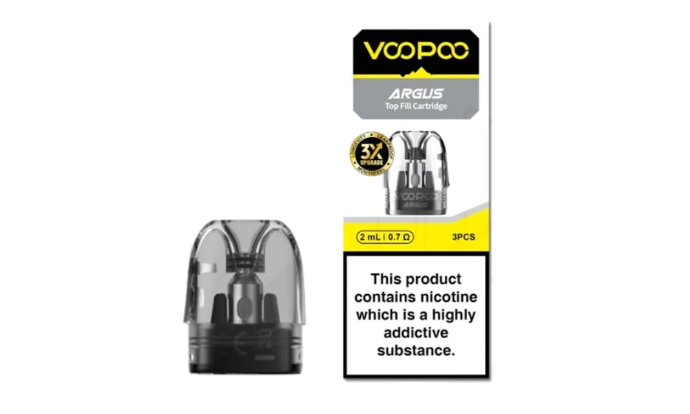 VOOPOO ARGUS Top Fill Cartridge, Replacement PODs, 0.7 Ohm, Built-in Coil, 2mL Capacity, Freebase and Nic Salt, Compatible with Argus P2, G2 G2 Mini, VOOPOO Vaping PODs, Pack of 3, No Nicotine