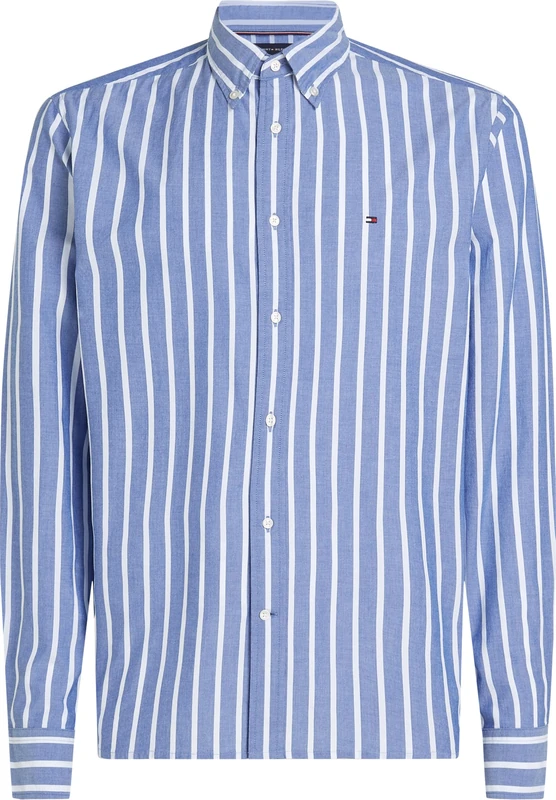 Tommy Hilfiger Men’s Flex Poplin Nautical Cotton Shirt, Multicolor (Wedge Blue/Optic White), S