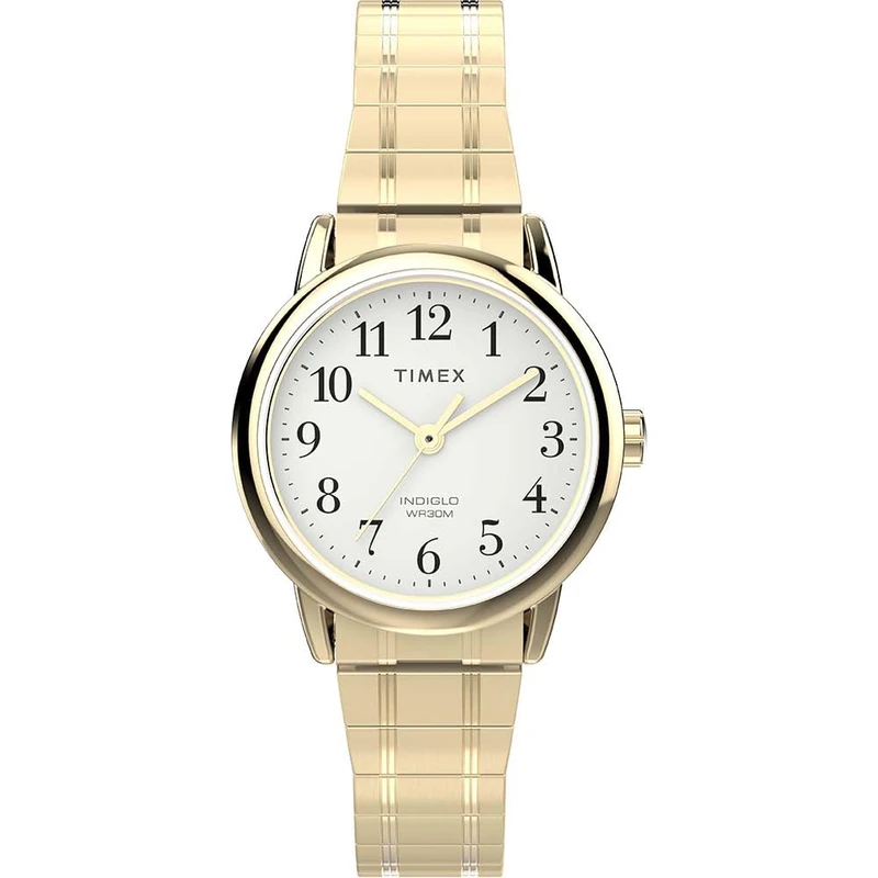 Timex Women's Easy Reader 25mm Watch, Gold-Tone Stainless Steel Expansion Band White Dial Gold-Tone Case
